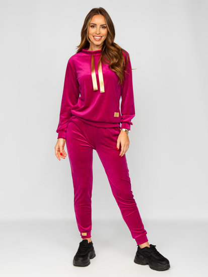 Women's 2-Piece Velour Tracksuit Fuchsia Bolf 637