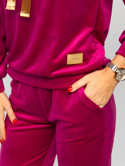 Women's 2-Piece Velour Tracksuit Fuchsia Bolf 637