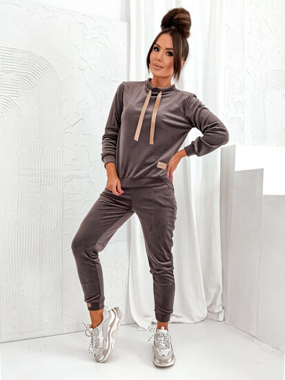 Women's 2-Piece Velour Tracksuit Graphite Bolf 637