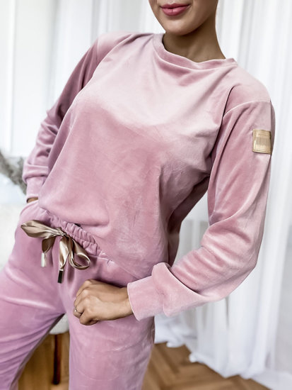 Women's 2-Piece Velour Tracksuit Powder Pink Bolf 8129