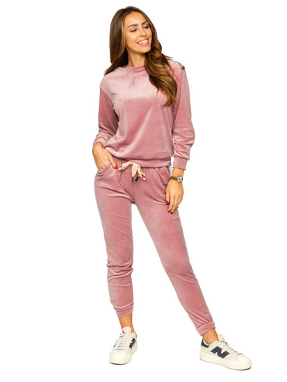 Women's 2-Piece Velour Tracksuit Powder Pink Bolf 8129