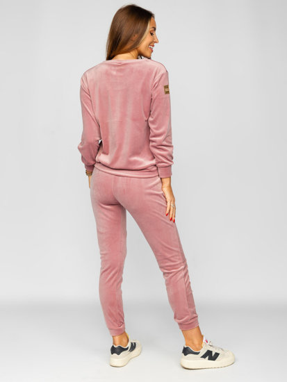 Women's 2-Piece Velour Tracksuit Powder Pink Bolf 8129