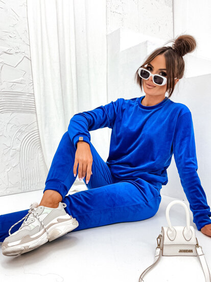 Women's 2-Piece Velour Tracksuit Royal Blue Bolf 675