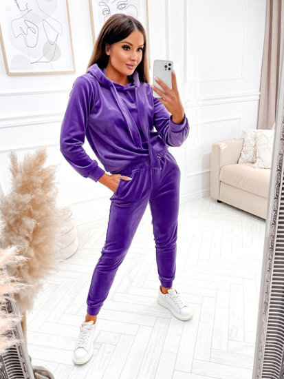 Women's 2-Piece Velour Tracksuit Violet Bolf 643