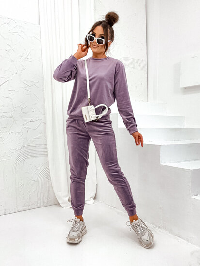 Women's 2-Piece Velour Tracksuit Violet Bolf 675