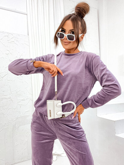 Women's 2-Piece Velour Tracksuit Violet Bolf 675