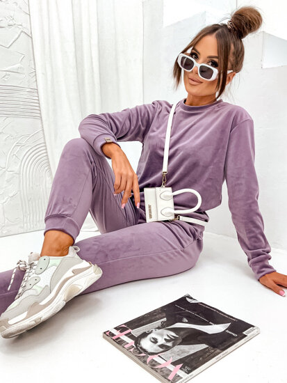 Women's 2-Piece Velour Tracksuit Violet Bolf 675