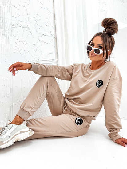 Women's 2-piece Cotton Tracksuit MOON Beige Bolf VE64