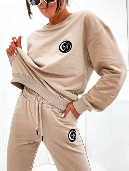 Women's 2-piece Cotton Tracksuit MOON Beige Bolf VE64