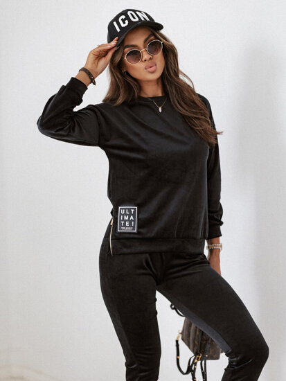 Women's 2-piece Velour Tracksuit Black Bolf 8198