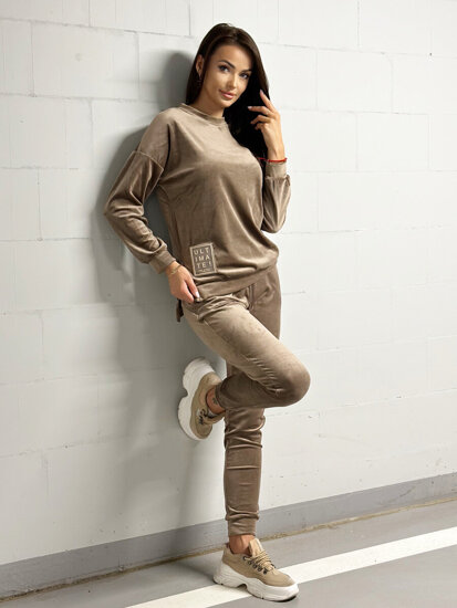 Women's 2-piece Velour Tracksuit Cappuccino Bolf 8198