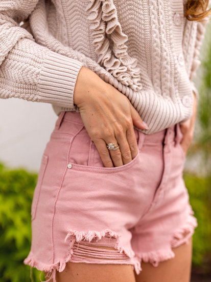 Women's Denim Shorts Pink Bolf A63