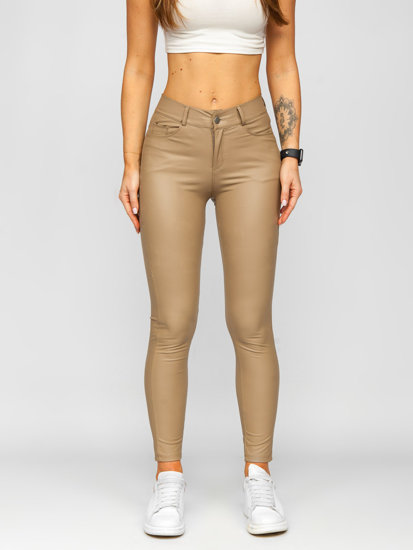 Women's Faux Leather Leggings Beige Bolf DM850