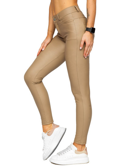 Women's Faux Leather Leggings Beige Bolf DM850