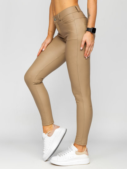 Women's Faux Leather Leggings Beige Bolf DM850