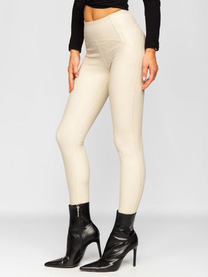 Women's Faux Leather Leggings Beige Bolf J51700