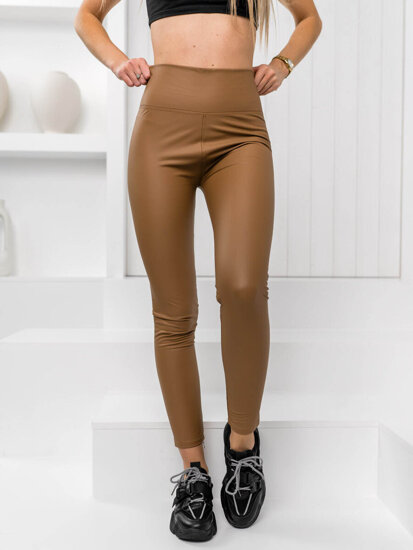 Women's Faux Leather Leggings Brown Bolf 2048