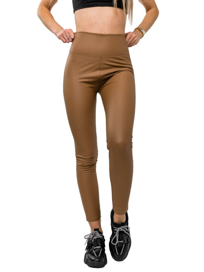 Women's Faux Leather Leggings Brown Bolf 2048