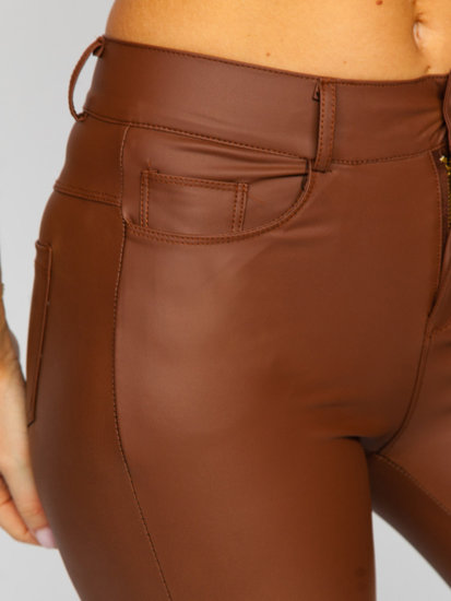 Women's Faux Leather Leggings Chocolate Bolf DM850