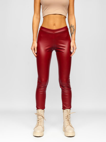 Women's Faux Leather Leggings Claret Bolf 0012