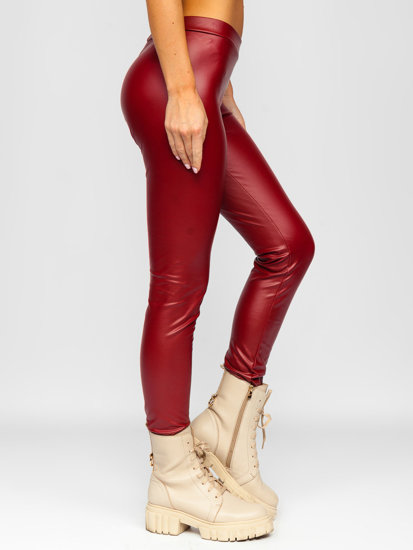 Women's Faux Leather Leggings Claret Bolf 0012