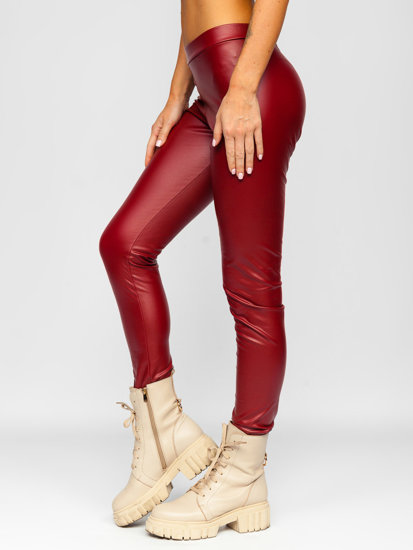 Women's Faux Leather Leggings Claret Bolf 0012