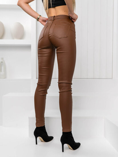 Women's Faux Leather Pants Brown Bolf J1296