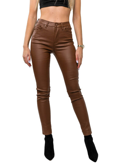 Women's Faux Leather Pants Brown Bolf J1296