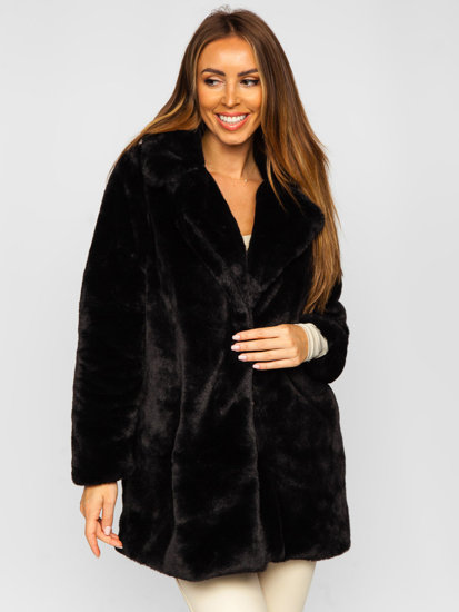 Women's Faux Sheepskin Coat Black Bolf 21131