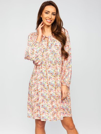 Women's Floral Dress Beige Bolf 3019