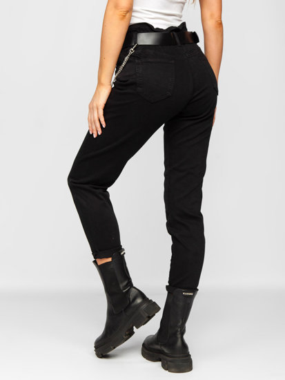 Women's High Waist Jeans with Belt Black Bolf LA689