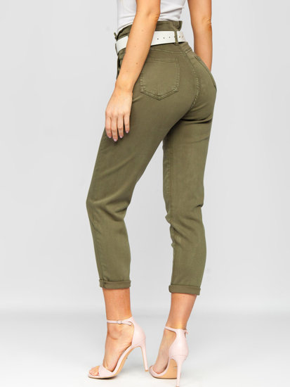 Women's High Waist Jeans with Belt Khaki Bolf LA687