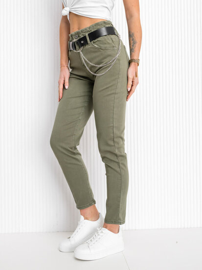 Women's High Waist Jeans with Belt Khaki Bolf LA689