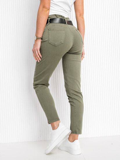 Women's High Waist Jeans with Belt Khaki Bolf LA689