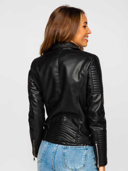 Women's Leather Biker Jacket Black Bolf 11Z8009