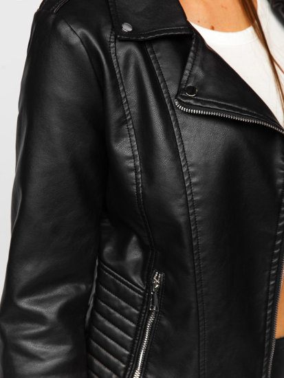 Women's Leather Biker Jacket Black Bolf 11Z8036