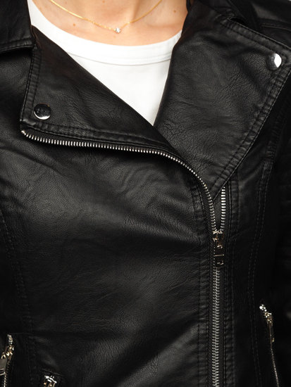 Women's Leather Biker Jacket Black Bolf B0112