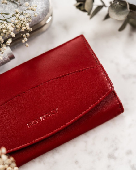 Women's Leather Wallet Red 19560