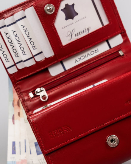 Women's Leather Wallet Red 19568