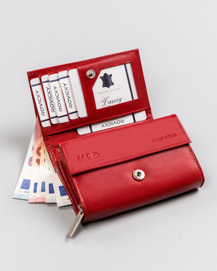 Women's Leather Wallet Red 19568