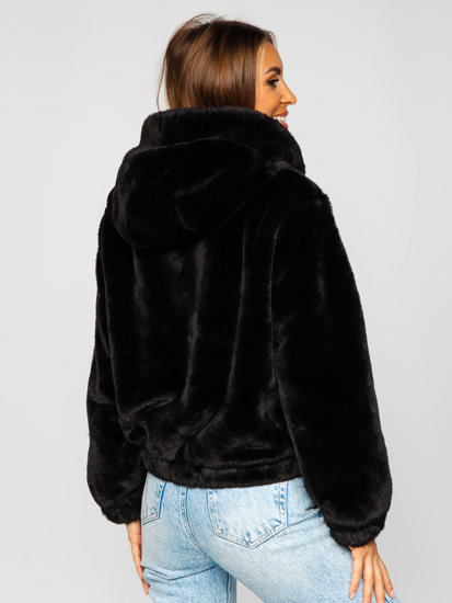 Women's Lightweight Faux Sheepskin Jacket Black Bolf 21230