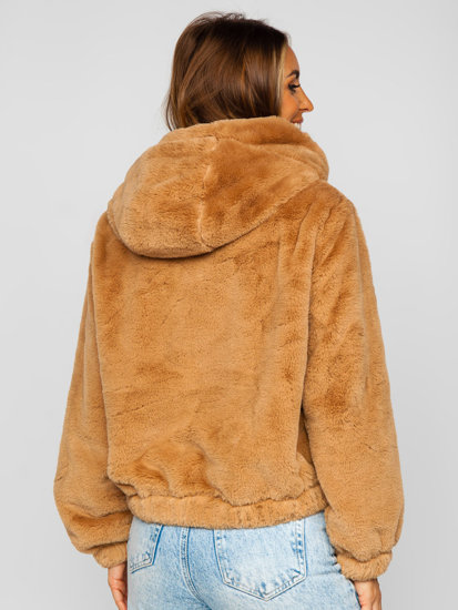 Women's Lightweight Faux Sheepskin Jacket Camel Bolf 21230