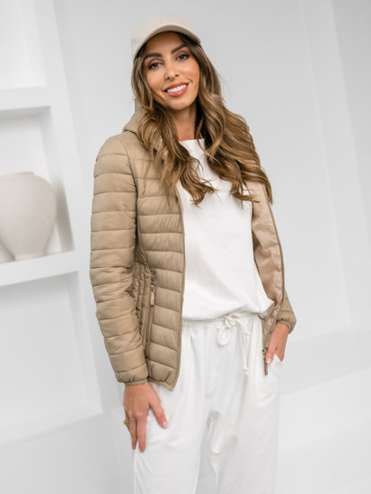 Women's Lightweight Jacket with hood Beige Bolf B0123