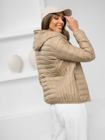 Women's Lightweight Jacket with hood Beige Bolf B0123