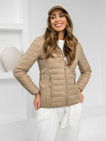 Women's Lightweight Jacket with hood Beige Bolf B0123