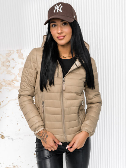 Women's Lightweight Jacket with hood Beige Bolf B0123