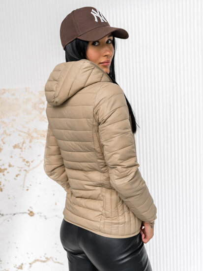 Women's Lightweight Jacket with hood Beige Bolf B0123