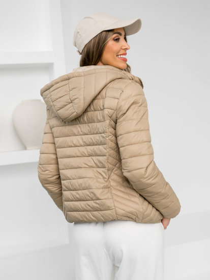 Women's Lightweight Jacket with hood Beige Bolf B0124