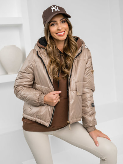 Women's Lightweight Jacket with hood Beige Bolf B8216