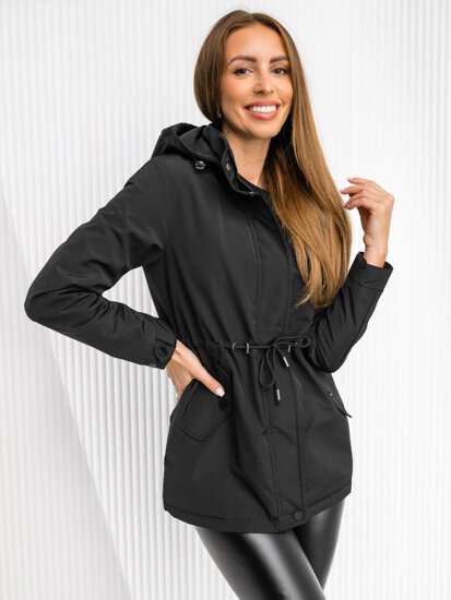 Women's Lightweight Parka Jacket with Hood Black Bolf 7018